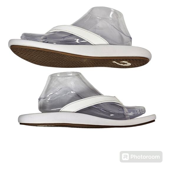 OluKai Kāpehe White on White Thong Sandals Flip Flops Size W 11 - Picture 4 of 11